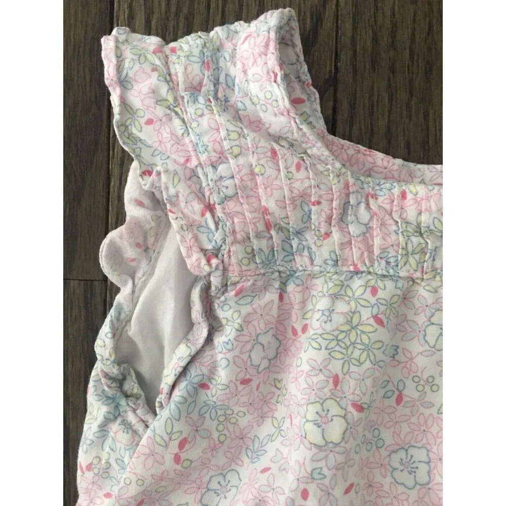 Baby‎ Gap Dress Girl Sz 4 White Floral Print Ruffle Sleeves Casual Sundress